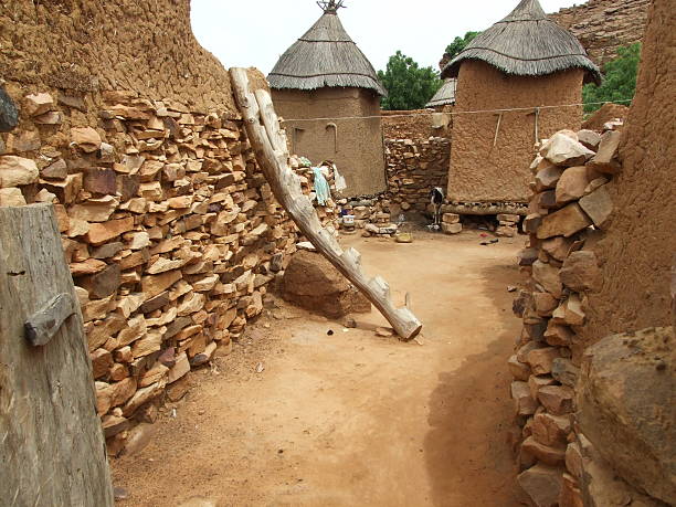 adobe villaggio africano - dogon tribe foto e immagini stock