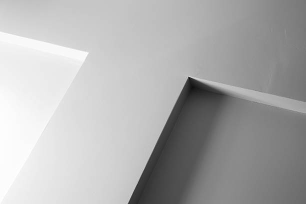 istock Abstract architecture fragment, white wall with decoration 464853564