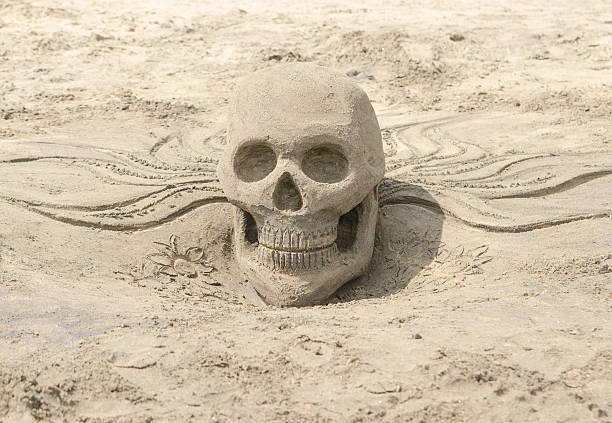 A sculpture carved from sand on a beach in Mexico
