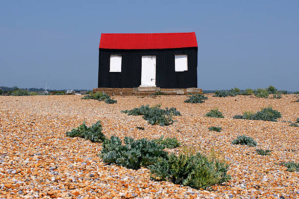 istock Beach Hut with a Red Roof at Rye Harbour 464860490