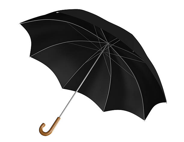 istock Black umbrella, or parasol, with classic curved handle 464869776