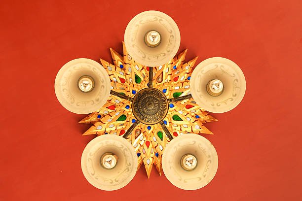 Lamp on red background