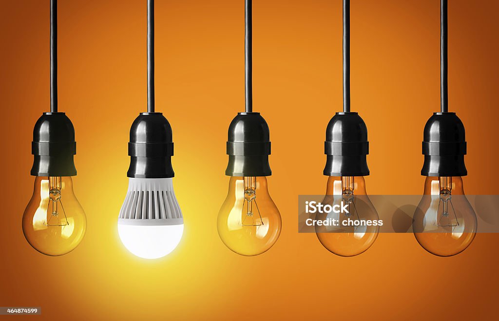 LED bulb Eco concept with glowing LED bulb Light Bulb Stock Photo