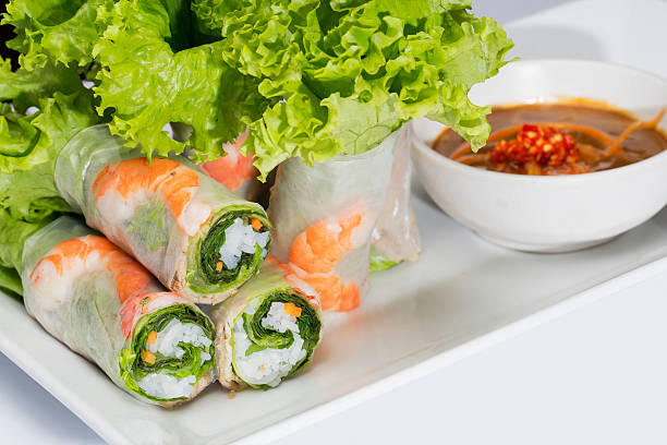 Spring rolls with shrimp stock photo