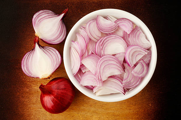 istock Sliced shallot onion in white bowl 464876722