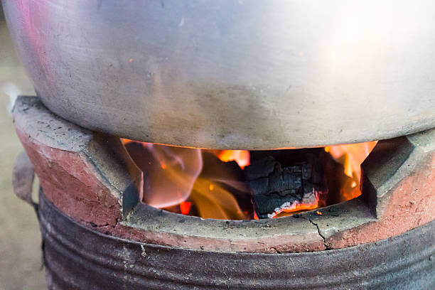 istock flame on charcoal in old traditional stove 464876950