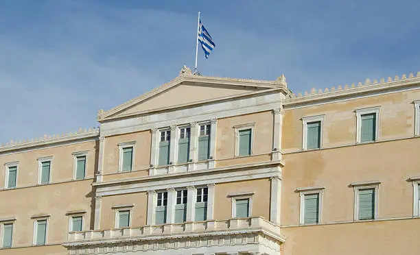 Greek parliament building in downtown Athens