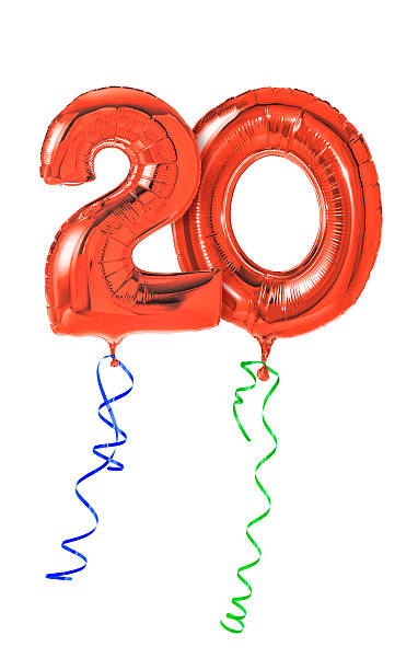 istock Red balloons with ribbon - Number 20 464883946