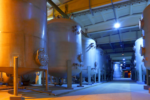 Interior  factory of oil processing and gas