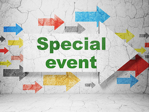 istock Finance concept: arrow with Special Event on grunge wall background 464886085
