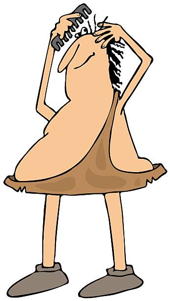 caveman combing his hair This illustration depicts a caveman combing his straggly hair. human hair comb combing cartoon stock illustrations