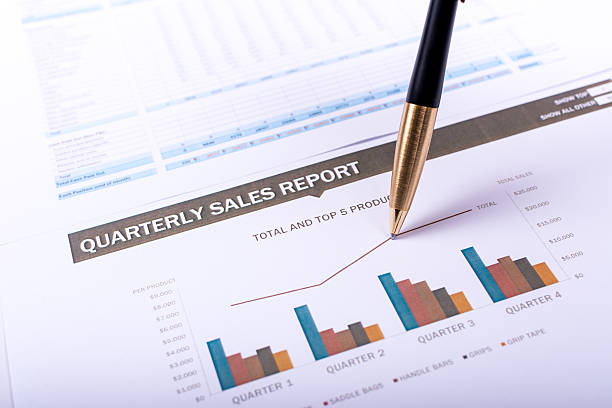 Quarterly sales report stock photo