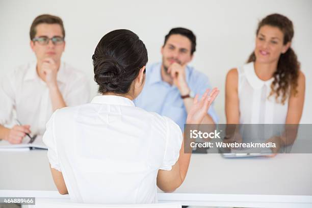 Three People Interview Program Candidate Being Interviewed By Three Person Panel Stock Photo ...