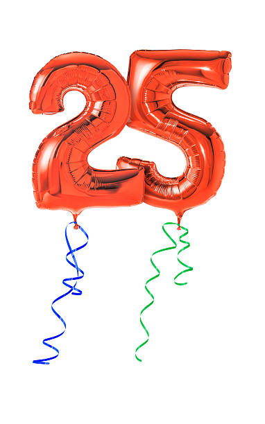 istock Red balloons with ribbon - Number 25 464891774