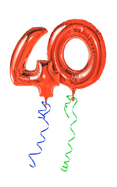 istock Red balloons with ribbon - Number 40 464891782