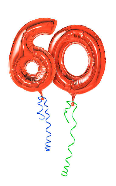 istock Red balloons with ribbon - Number 60 464891788