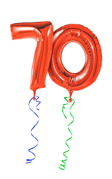 istock Red balloons with ribbon - Number 70 464891790