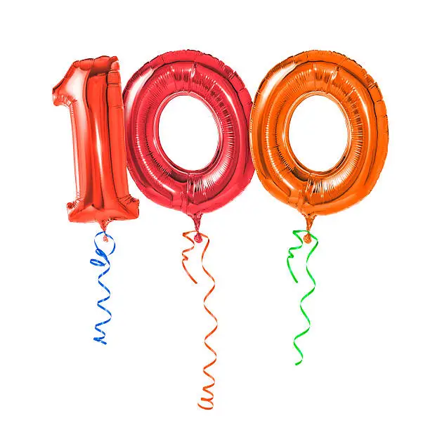 Photo of Red balloons with ribbon - Number 100