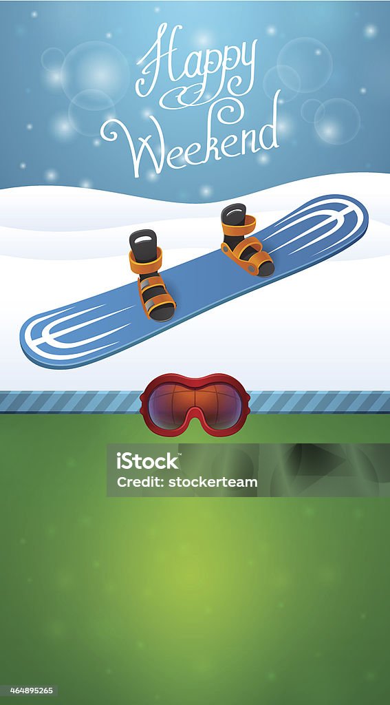 Heppy fim de semana de Inverno azul de snowboard - Royalty-free Pista de Esqui arte vetorial