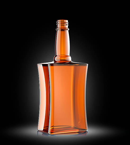 istock Red glass bottle for cognac or whisky 464898235