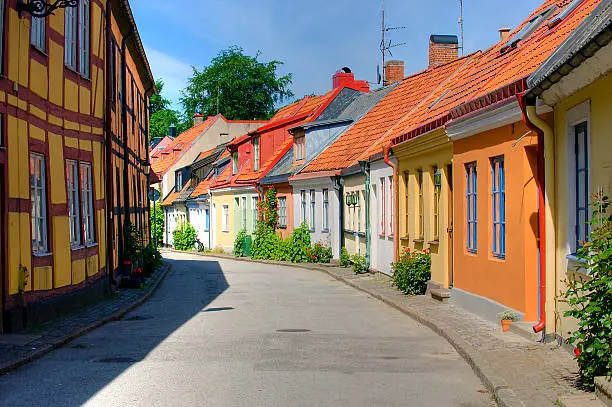 Summer day in Ystad in Southeast of Sweden, Colorful HDR photo