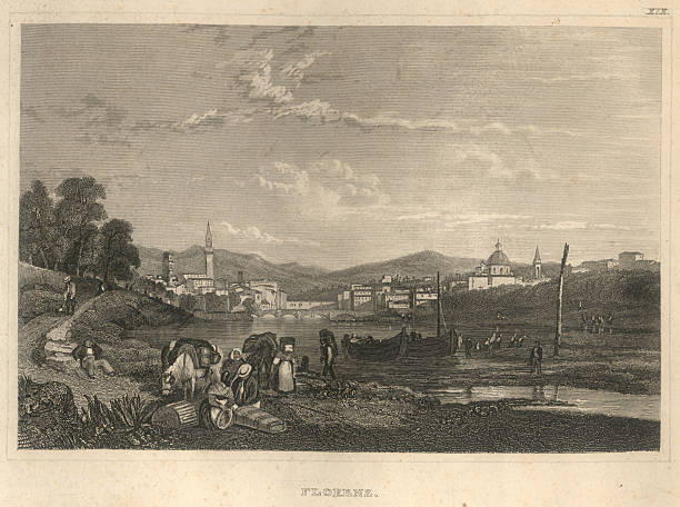 Florence Italy, old engraving