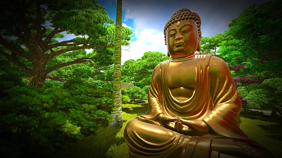 Buddha Statue in the Japanese garden