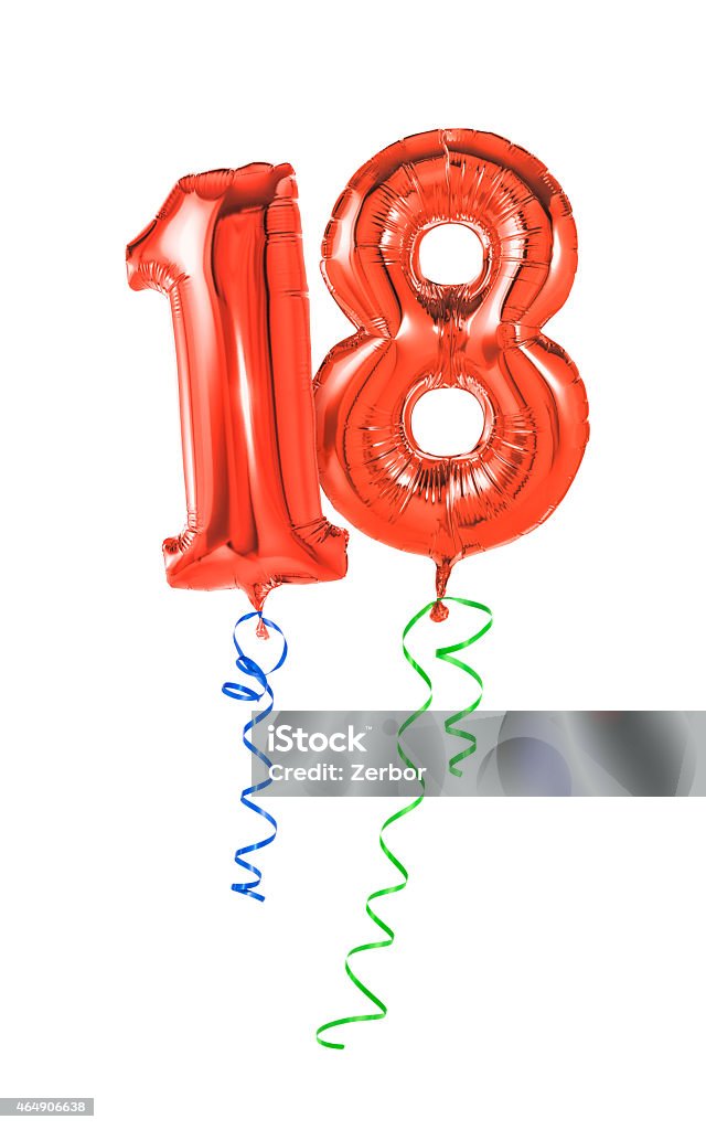 Rote Luftballons mit Band-Number 18 - Lizenzfrei 18-19 Jahre Stock-Foto