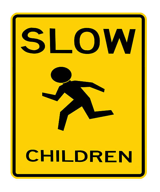 istock road sign - slow children 464906745