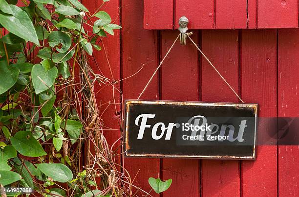 Old Metal Sign With The Inscription For Rent Stock Photo - Download Image Now - Sign, Log Cabin, Old