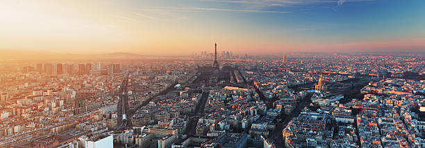 panorama miasta o zachodzie słońca - gustave eiffel zdjęcia i obrazy z banku zdjęć