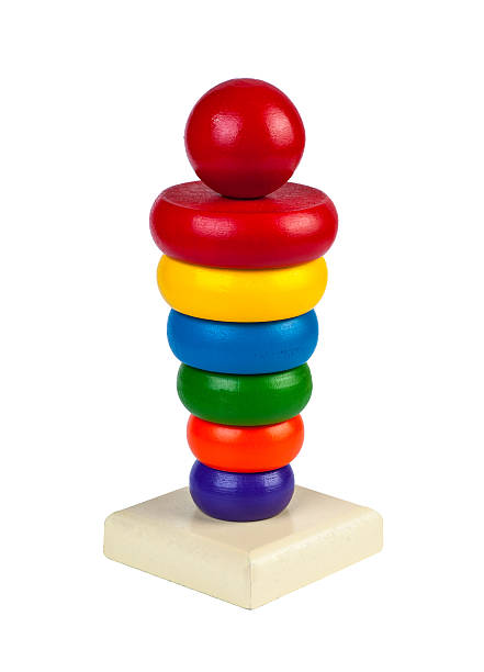 istock Pyramid from colored wooden rings 464907362