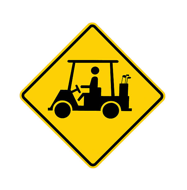road sign - golf cart crossing stock photo