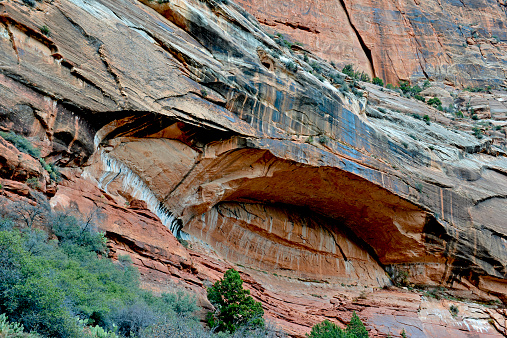 Zion National Park in southern Utah - Geological wonder of mountains, rivers and sandstone was ancient home of the Anasazi people, rich in Native American culture and more recently known as a mecca for rock climbing.