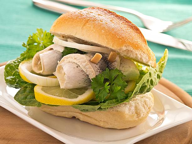 fischbrötchen - rollmops стоковые фото и изображения