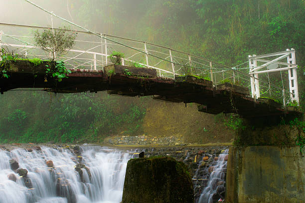 The picture of suspension bride across the river to the Cat Cat waterfall in the Cat Cat village, Sapa, Vietnam