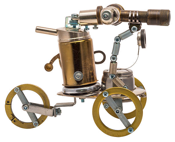 istock Steampunk robot. Cyberpunk style. Chrome and bronze parts. 464922052