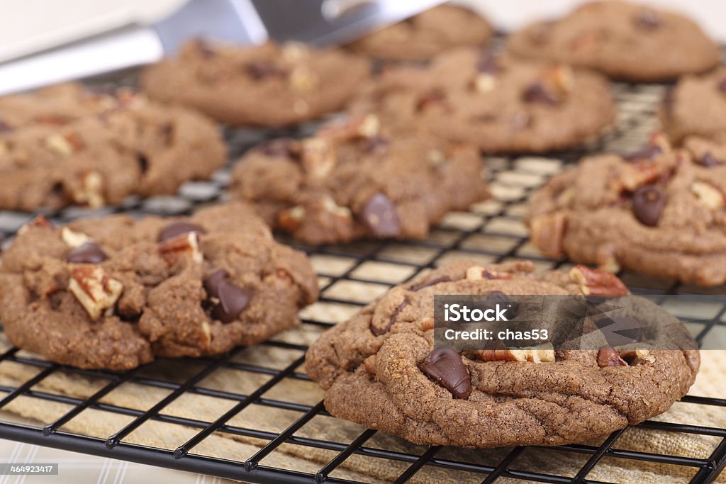 Chocolate Chip Cookies Cooling Chocolate chip and pecan cookies on a cooling rack Cookie Stock Photo