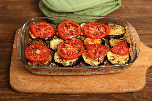 istock Roasted Eggplant with Tomato and Buckwheat Groats 464923825