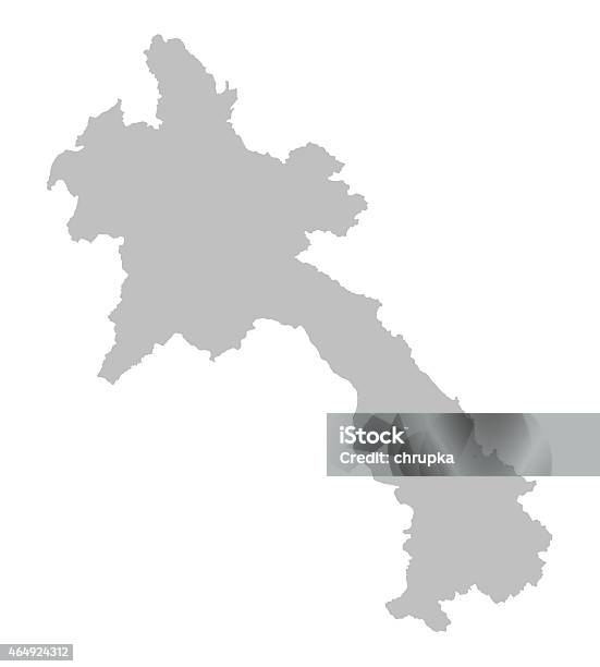 Grey Map Of Laos Stock Illustration - Download Image Now - 2015, Art, Art And Craft