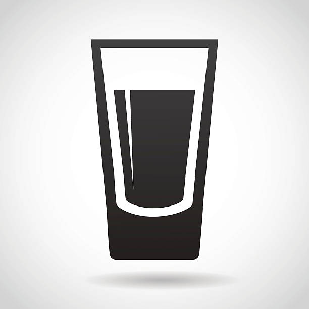 ショットグラス)アイコンの白い背景で隔離されます。 - silhouette vodka bottle glass点のイラスト素材／クリップアート素材／マンガ素材／アイコン素材