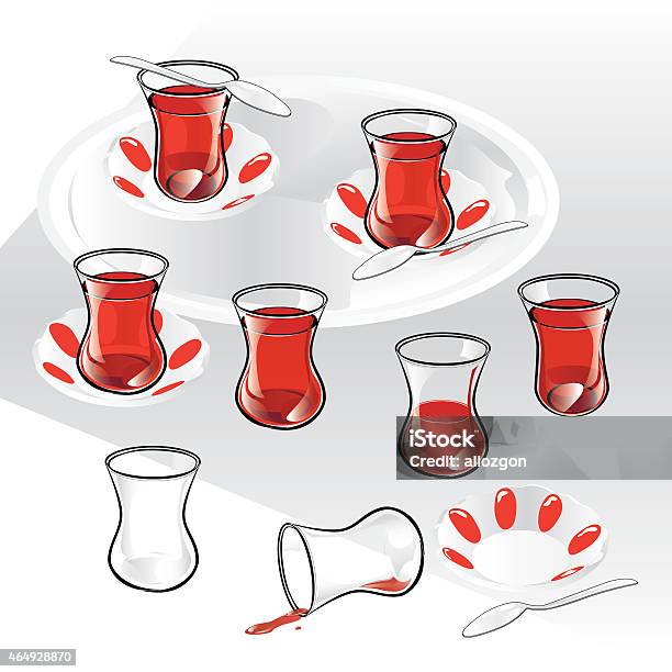 Set Of Turkish Tea And Components Stock Illustration - Download Image Now - 2015, Anatolia, Asia