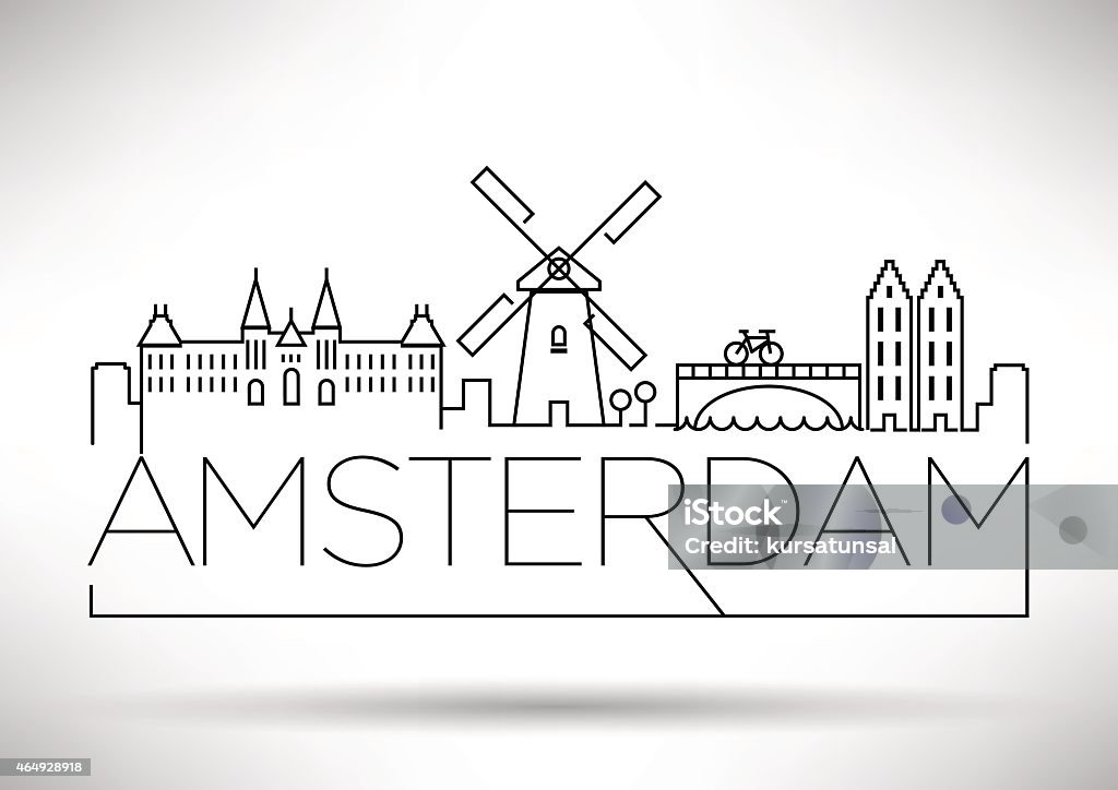 Silhouette de la ville d'Amsterdam, Design typographique - clipart vectoriel de Amsterdam libre de droits