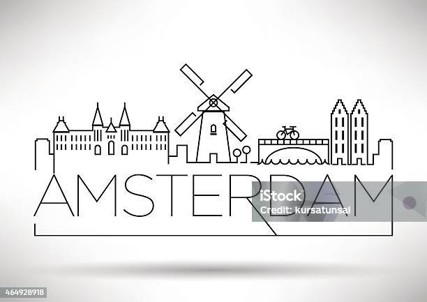Silhouette De La Ville Damsterdam Design Typographique Vecteurs libres de droits et plus d'images vectorielles de Amsterdam