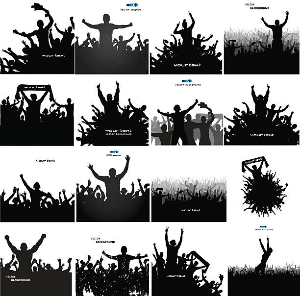 ilustraciones, imágenes clip art, dibujos animados e iconos de stock de juego para eventos deportivos y conciertos - silhouette people dancing the human body