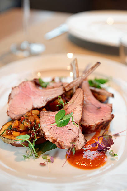 istock Grilled rack of lamb with vegetables 464931673