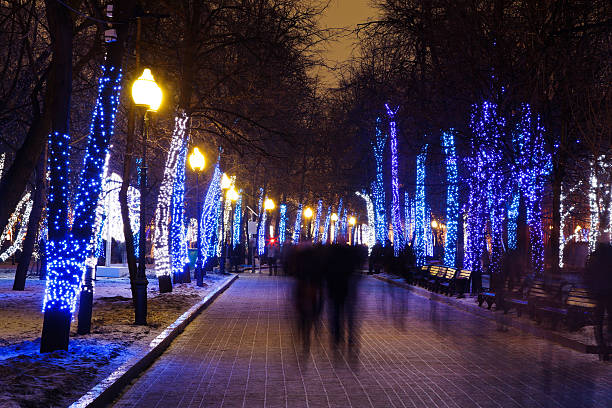 istock night illumination of Moscow boulevard 464934741