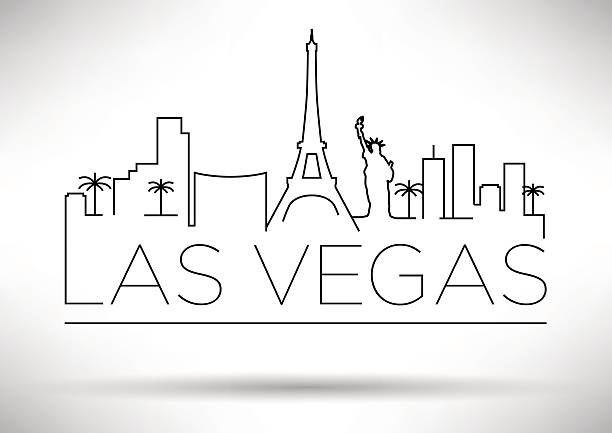 Line drawing of the Las Vegas skyline with the city's name Las Vegas City Line Silhouette Typographic Design las vegas stock illustrations