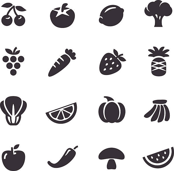 Fruits and Vegetables Icons - Acme Series View All: strawberry salad stock illustrations