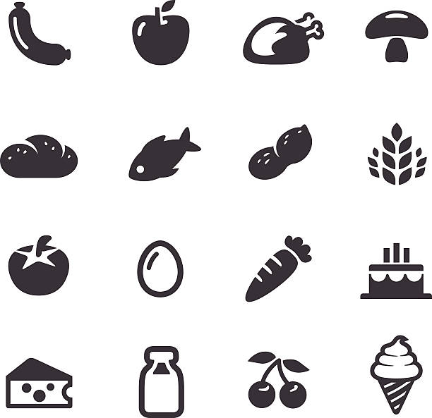 illustrazioni stock, clip art, cartoni animati e icone di tendenza di serie di cibo icone-acme - cheese loaf